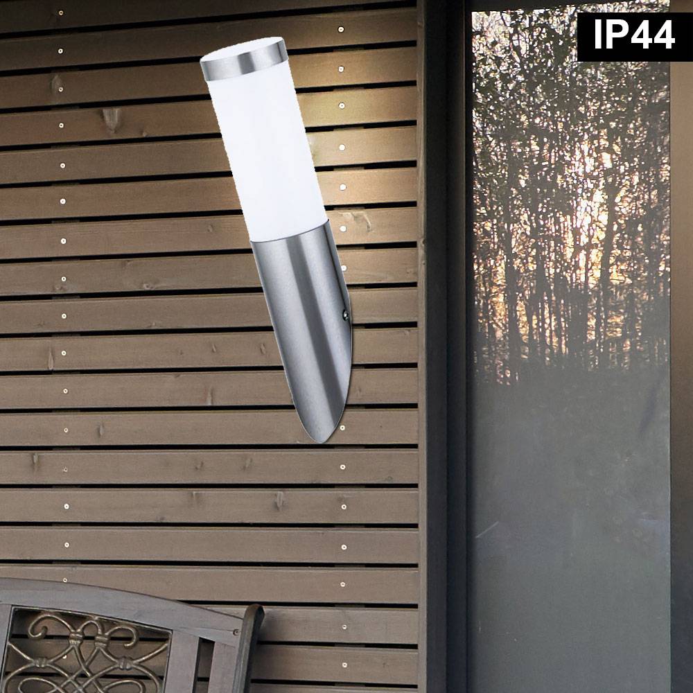 2er Set LED Fackel Wand Lampen Edelstahl Fassaden Haus Tür Beleuchtung Garten Außen Leuchten Terrasse