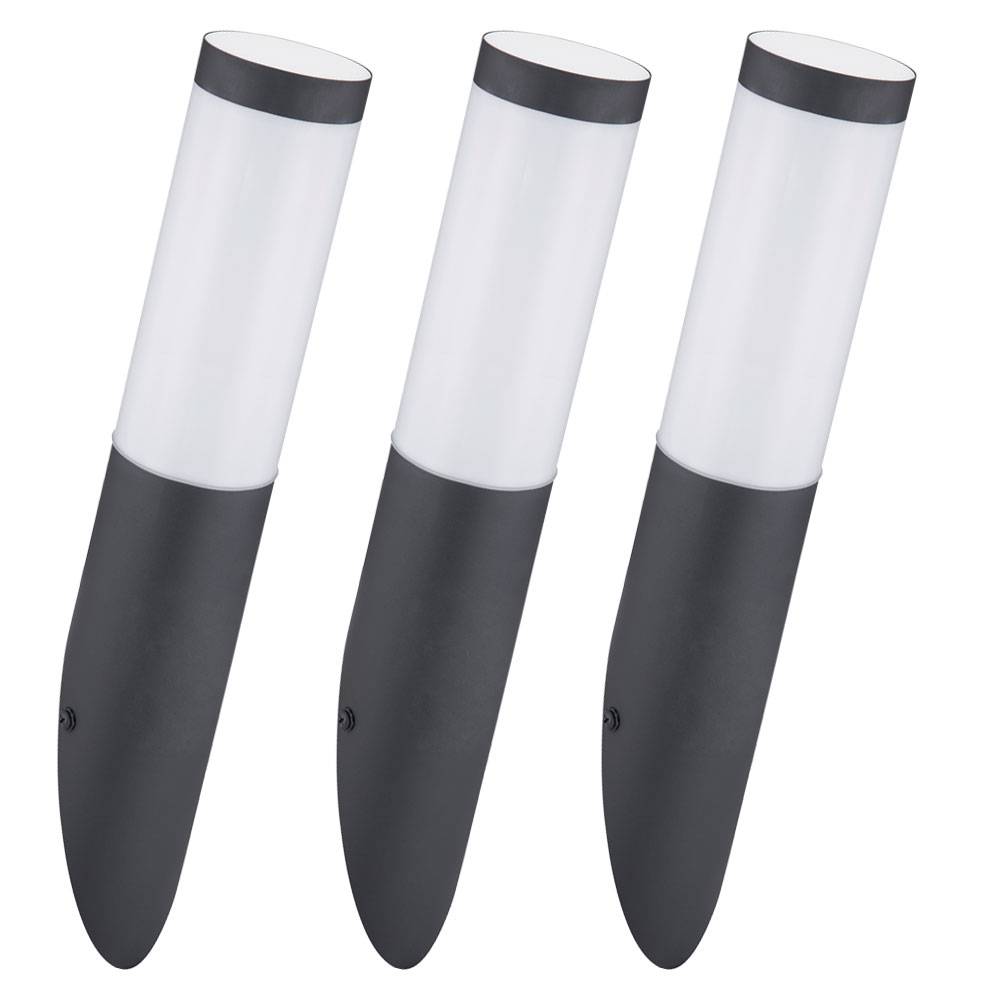 3er Set Außen Wand Leuchten Terrassen Fackel Edelstahl Lampe SENSOR Hof Strahler