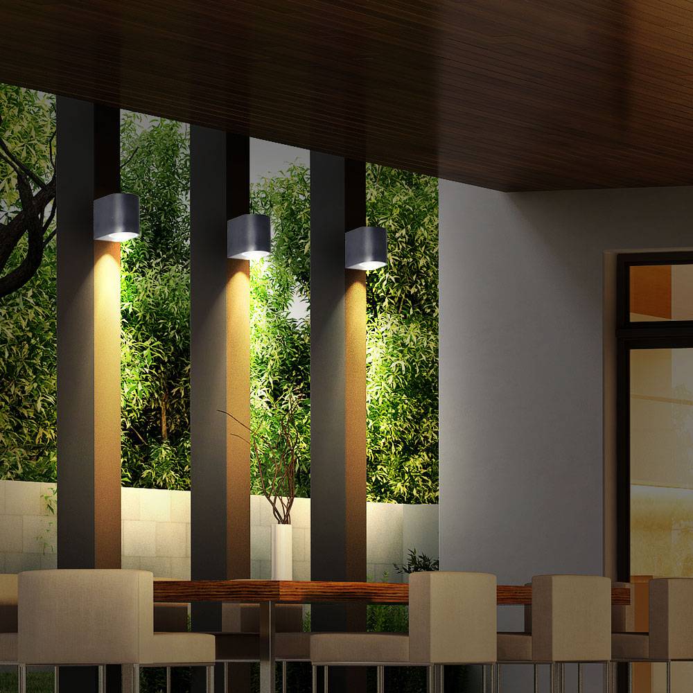 3er Set Wand Lampen Außenbereich Down Strahler Alu schwarz Veranda Balkon Beleuchtung IP44