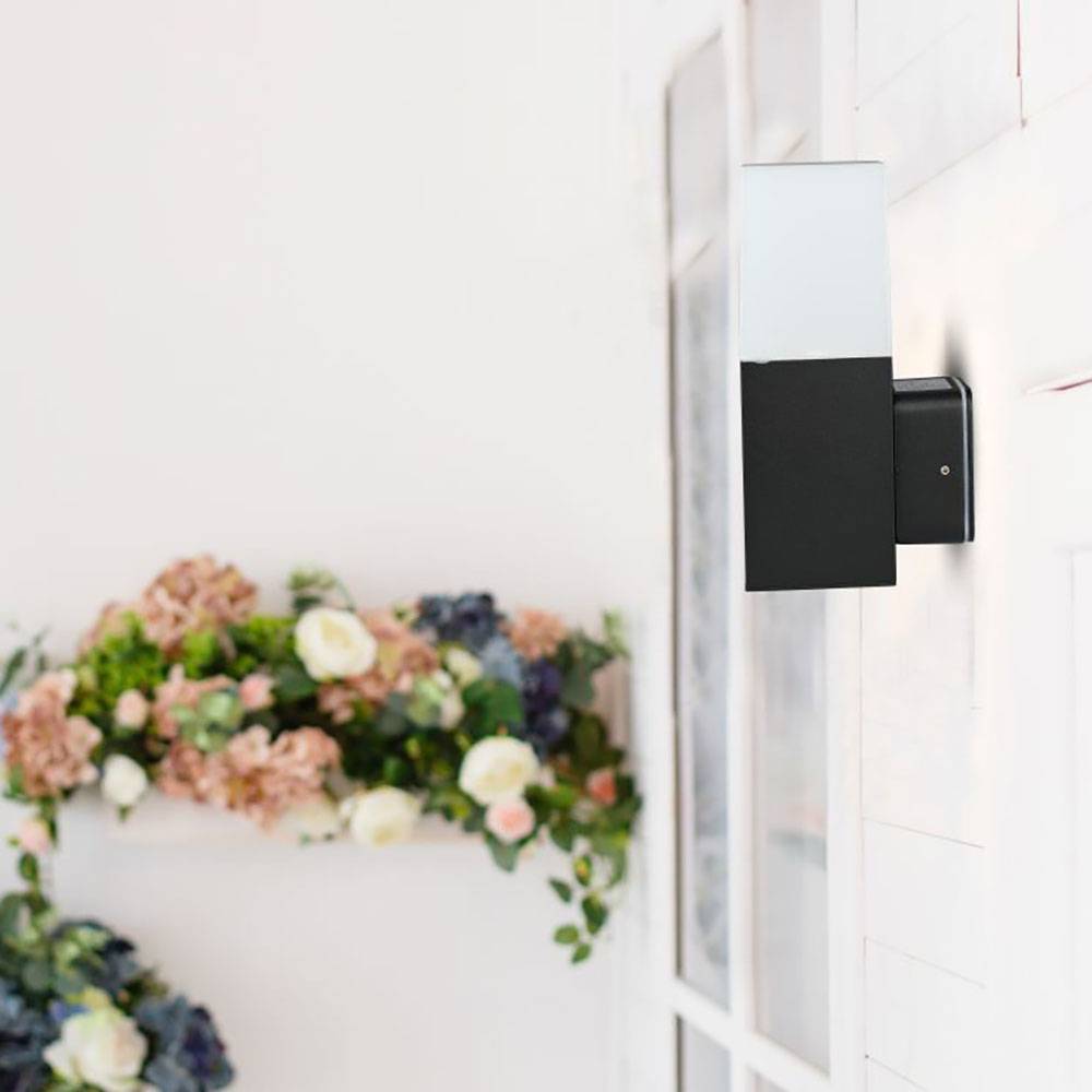 Wandleuchte Aluminium schwarz Hauswandleuchte Außen Außenlampe Wand, LED 4,5W 400Lm warmweiß, LxBxH 12,1x8x25 cm