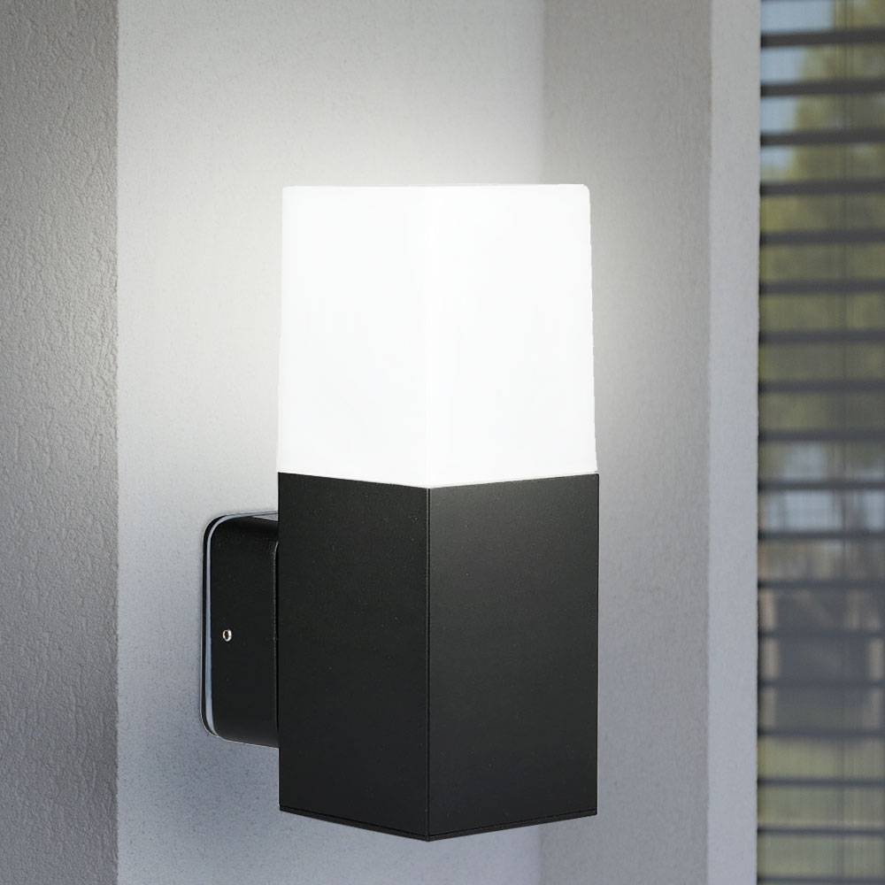 Wandleuchte Aluminium schwarz Hauswandleuchte Außen Außenlampe Wand, LED 4,5W 400Lm warmweiß, LxBxH 12,1x8x25 cm