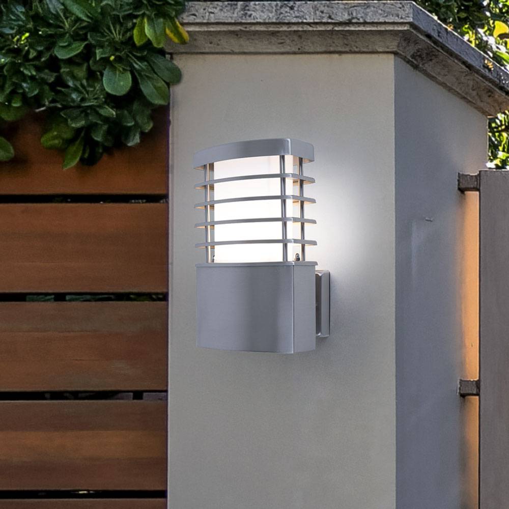 Außenwandleuchte Edelstahl Wandlampe Farbwechsler dimmbar Fernbedienung Fassaden Wandleuchte, 1x E27 RGB LED 4 Watt 320 Lumen warmweiß, Haustür Ein