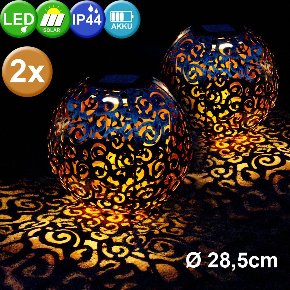 2x LED Solar Außen Steck Lampen Hof Kugel Erdspieß Dekor Leuchten Stanzungen
