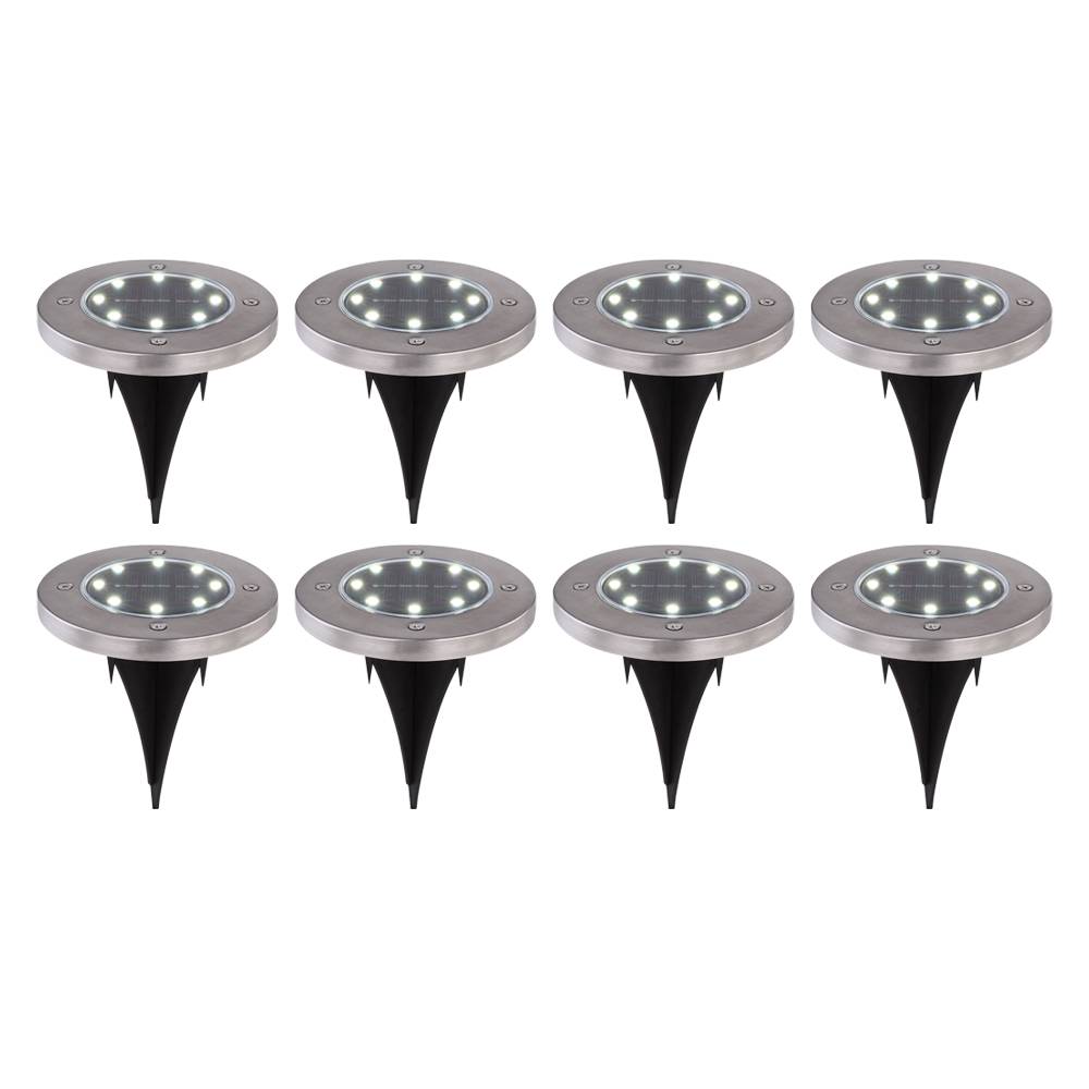 8x LED Solar Leuchten Außen Erdspieß Strahler Garten Wege Spot Strahler Terrassen Steck Lampen