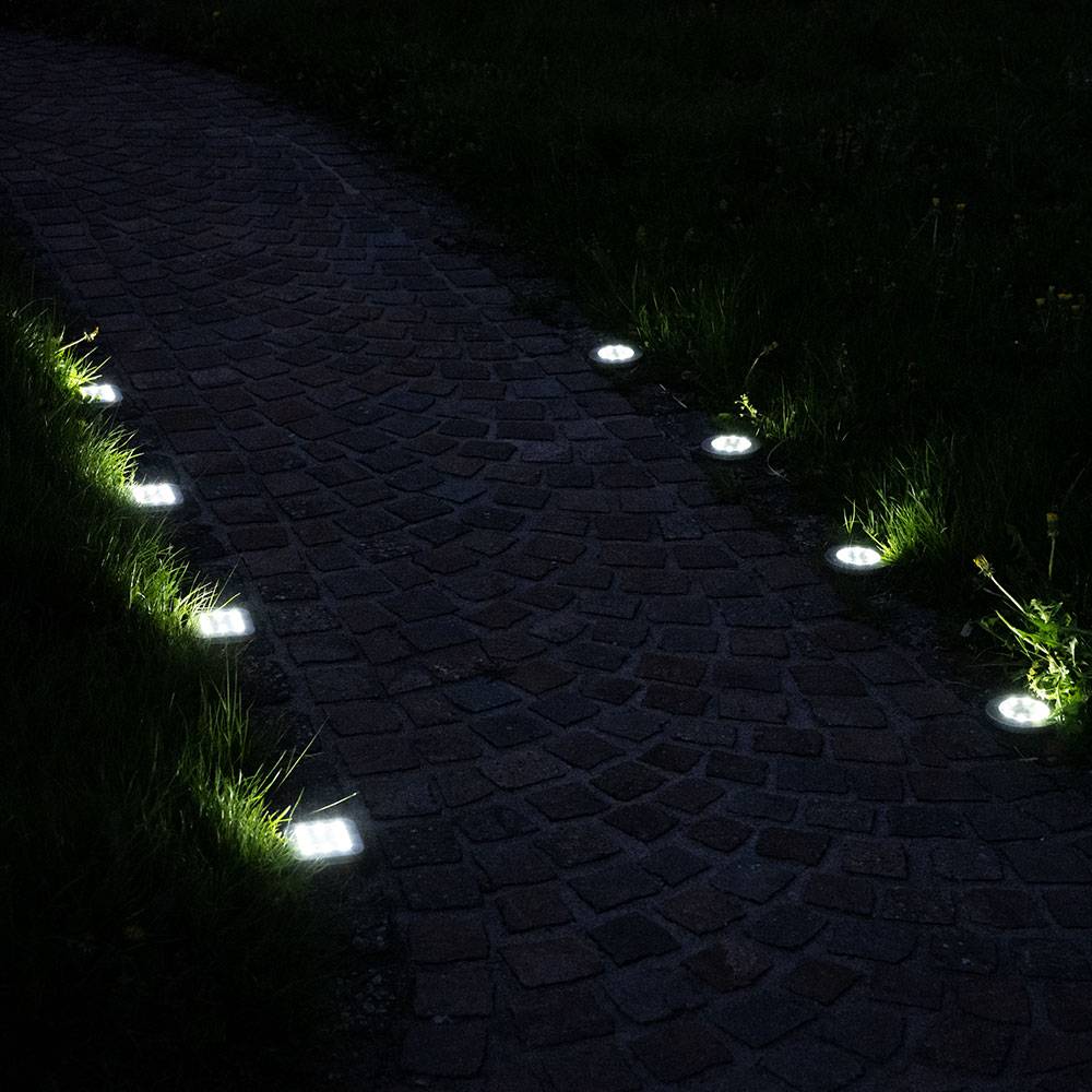 8x LED Solar Leuchten Außen Erdspieß Strahler Garten Wege Spot Strahler Terrassen Steck Lampen