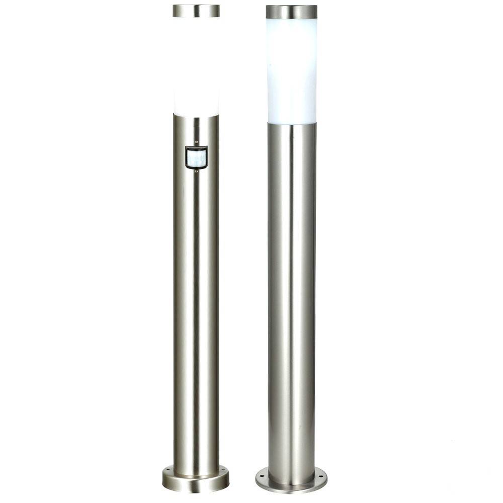 2er Set LED Außenstehlampen 1x Stehleuchte mit Bewegungsmelder Garten Wegeleuchte Edelstahl Außenlampe, E27 RGB LED warmweiß dimmbar, Garten Außen