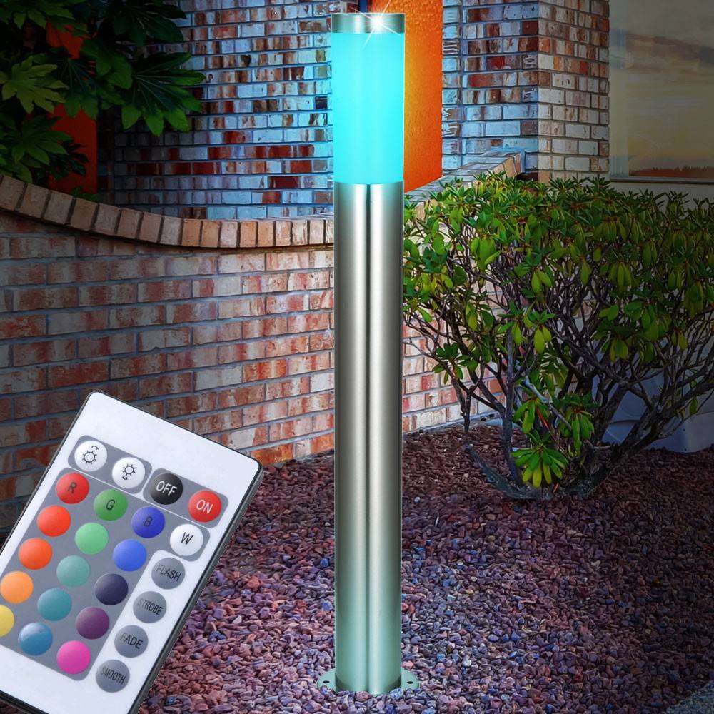 2er Set LED Außenstehlampen 1x Stehleuchte mit Bewegungsmelder Garten Wegeleuchte Edelstahl Außenlampe, E27 RGB LED warmweiß dimmbar, Garten Außen