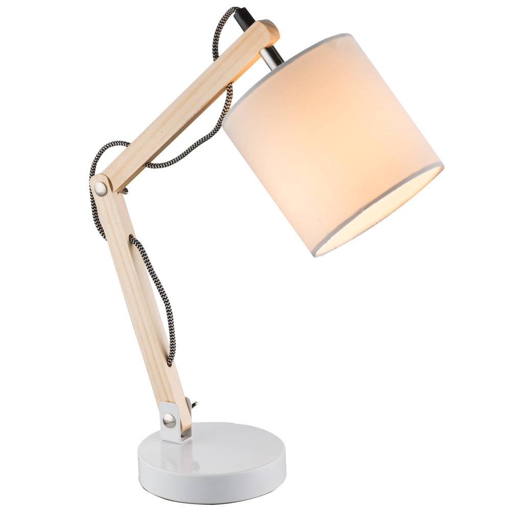 Tisch Lampe Stoff Holz Gelenk Sprach App steuerbar über Handy im Set inkl. Smart RGB LED Leuchtmittel