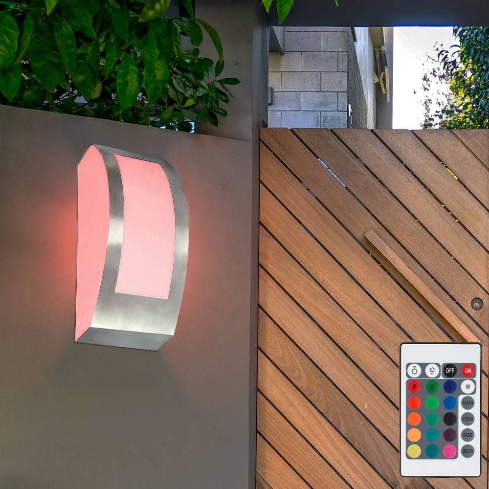 2er Set LED Außen Strahler RGB Fernbedienung Haustür Edelstahl Garten Lampen Wand Leuchten dimmbar