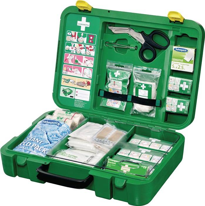 Erste Hilfe Koffer First-Aid-Kits B300xH420xT118ca.mm grün