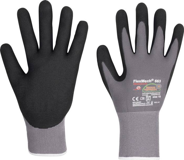 Handschuhe FlexMech 663 Gr.6 grau/schwarz Nylon/Elastan/Nitrilschaum 10 PA