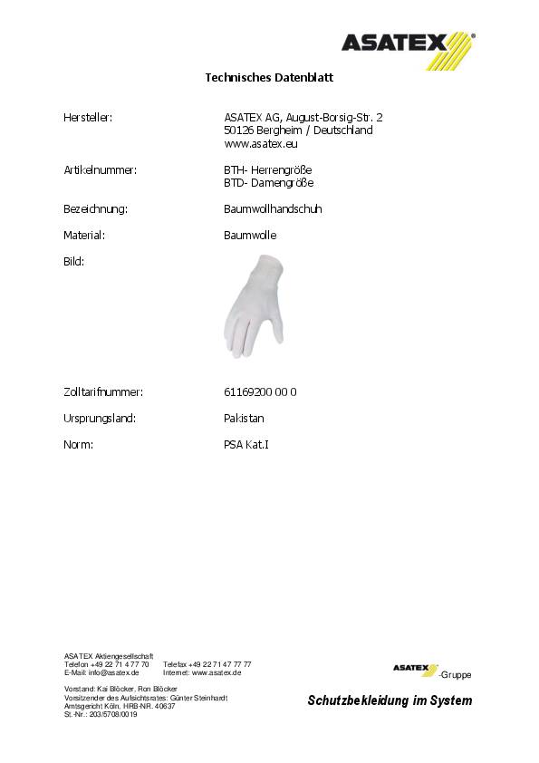 Handschuhe Gr.10 naturweiß PSA I ASATEX