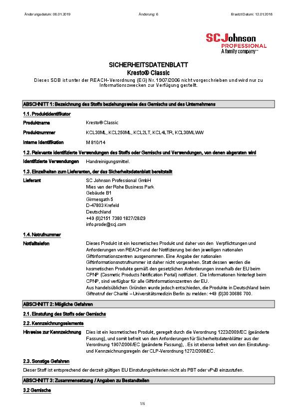 SC Johnson Handreiniger KRESTO® Classic, extreme Verschmutzungen, 250ml/Tube