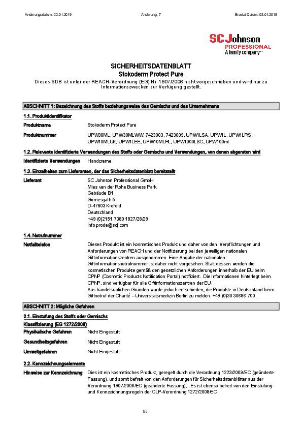 SC Johnson Hautschutzcreme Stokoderm® PROTECT, unparfümiert, 100ml/Tube