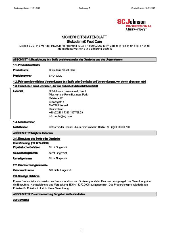 SC Johnson Fußpflegespray Stokoderm® Foot Care, 100ml/Sprühflasche