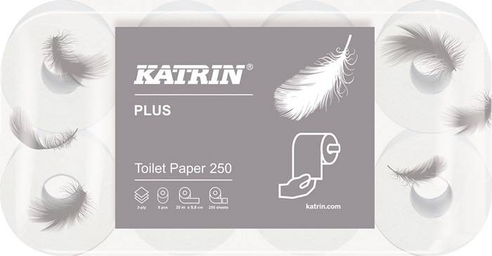 Toilettenpapier Katrin Plus 250 3-lagig 48 RL a 250 Blatt=12000 Bl.KATRIN