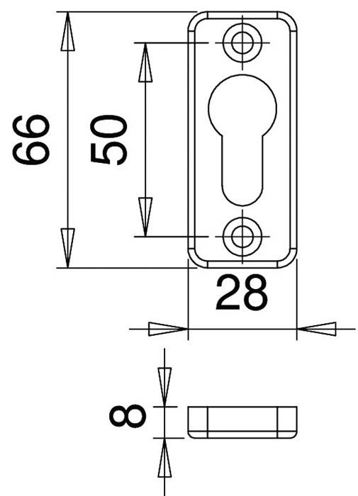 Schlüsselrosette 3319/0003 Alu.F1 Schildst.8mm PZ ktg EDI