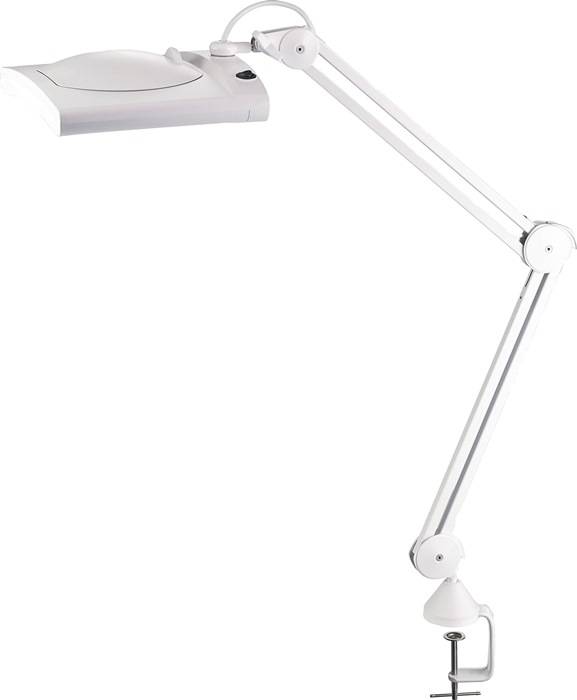 LED-Lupenleuchte Glaslinse 190,5mm (7,5?) Standfuß weiß Abdeck.,eckiger Kopf…