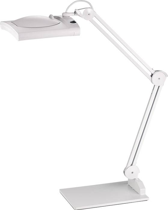 LED-Lupenleuchte Glaslinse 190,5mm (7,5?) Standfuß weiß Abdeck.,eckiger Kopf…