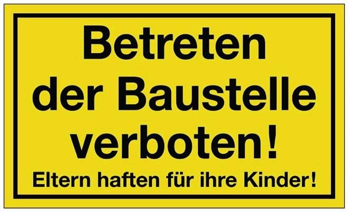 Hinweiszeichen Betreten der Baustelle verboten L250xB150mm gelb schwarz Ku.