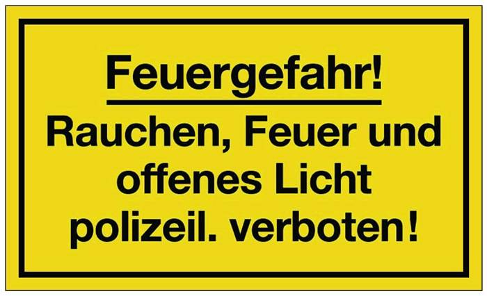 Hinweiszeichen Feuergefahr L250xB150mm gelb schwarz Ku.