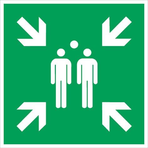 Rettungszeichen ASR A1.3/DIN EN ISO 7010 L400xB400mm Sammelstelle Alu.