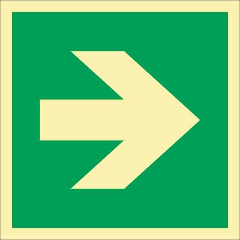 Rettungszeichen ASR A1.3/DIN EN ISO 7010/DIN 67510 L148xB148mm Pfeil ger.Ku.