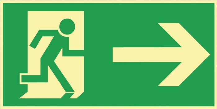 Rettungszeichen BGV A8 L297xB148mm Rettungsweg re.Ku.