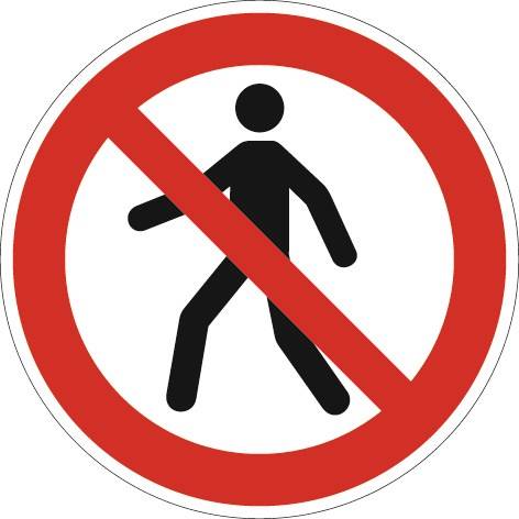 Verbotszeichen ASR A1.3/DIN EN ISO 7010 Fußgänger verboten Folie