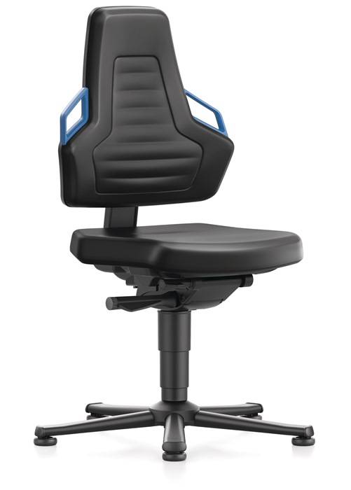 Arbeitsdrehstuhl Nexxit Gleiter Kunstlederpolster schwarz Griff blau 450-600mm