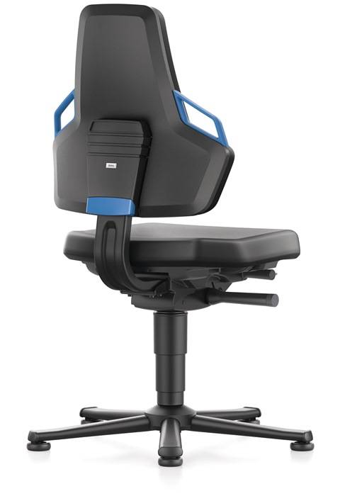 Arbeitsdrehstuhl Nexxit Gleiter Kunstlederpolster schwarz Griff blau 450-600mm