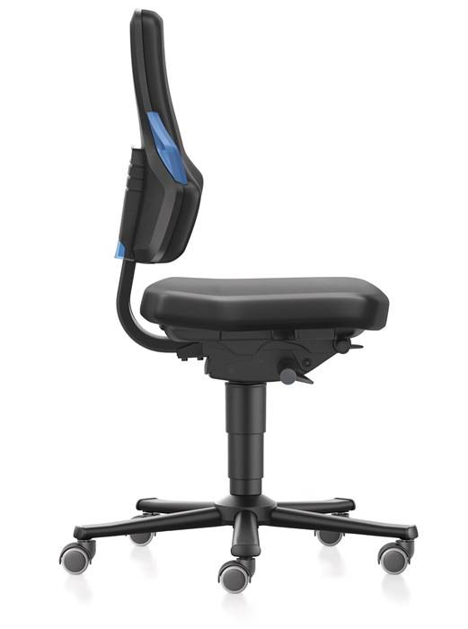 Arbeitsdrehstuhl Nexxit Rl.Kunstlederpolster schwarz Griff blau 450-600mm BIMOS
