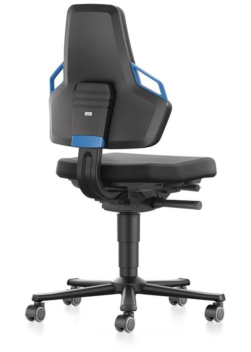 Arbeitsdrehstuhl Nexxit Rl.Integralschaum schwarz Griff blau 450-600mm BIMOS…