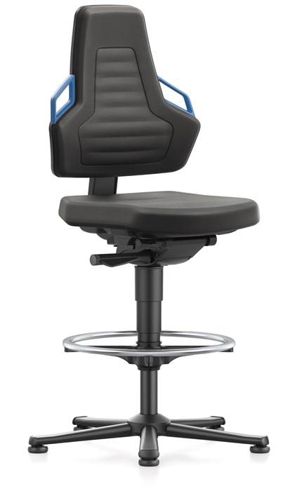 Arbeitsdrehstuhl Nexxit Gleiter+Fußring Supertec schwarz Griff blau 570-820mm…