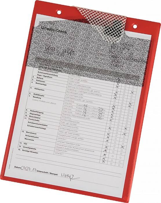 Auftragstasche m.Klettverschluss,Kordel u.2 Fächer DIN A4 rot VE=10 St.