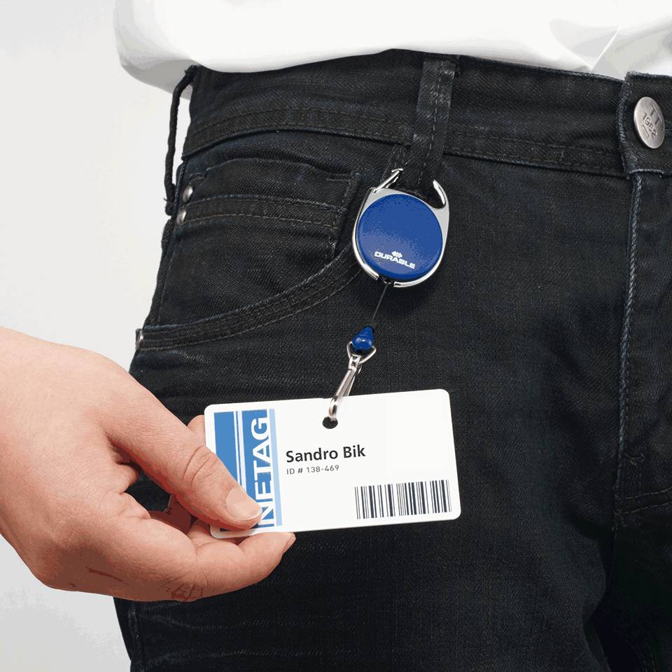 DURABLE Aufrollmechanismus Jojo Style, für Namensschilder, schwarz, 800mm, 5/VE