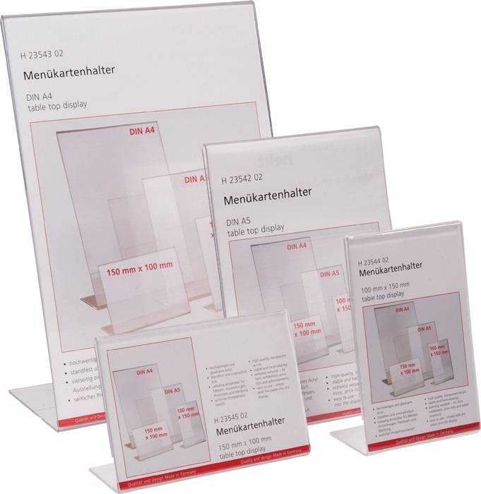 Tischaufsteller DIN A4 hoch Acryl transp.freistehend HELIT