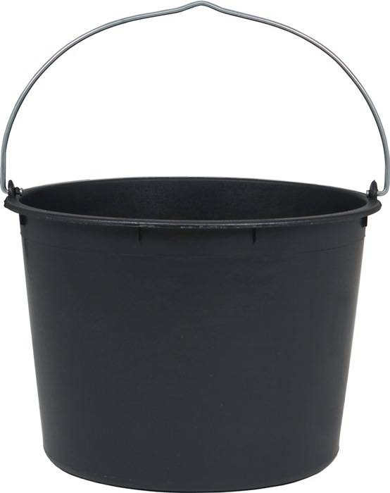 Baueimer 20l m.Kreuzboden schwarz Recycling-Kunststoff