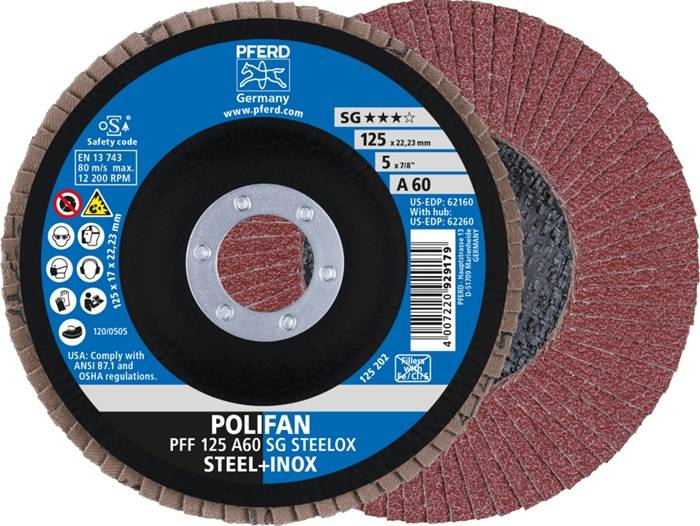 Fächerscheibe POLIFAN A SG STEELOX D.125mm K.A-60 fl.INOX NK