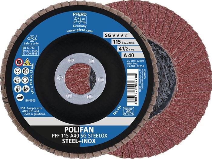 Fächerscheibe POLIFAN A SG STEELOX D.125mm K.80 kon.INOX NK PFERD