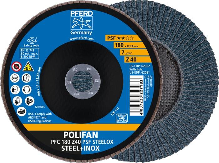 Fächerscheibe POLIFAN Z PSF STEELOX D.180mm K.Z-40 kon.INOX ZK PFERD