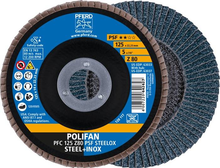 Fächerscheibe POLIFAN Z PSF STEELOX D.125mm K.Z-80 kon.INOX ZK PFERD