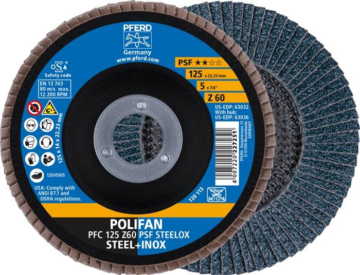 Fächerscheibe POLIFAN Z PSF STEELOX D.125mm K.Z-60 kon.INOX ZK PFERD