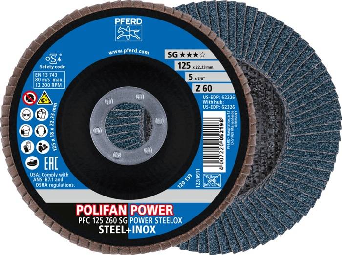 Fächerscheibe POLIFAN Z SG POWER STEELOX D.125mm K.Z-60 kon.INOX ZK