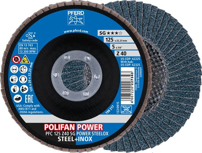 Fächerscheibe POLIFAN Z SG POWER STEELOX D.125mm K.Z-40 kon.INOX ZK