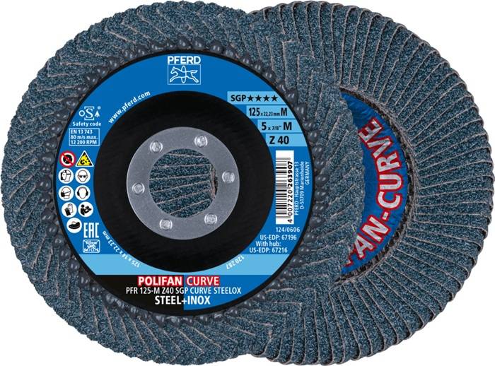 Fächerscheibe POLIFAN Z SGP CURVE STEELOX D.125mm K.40 INOX ZK Ausf.M PFERD