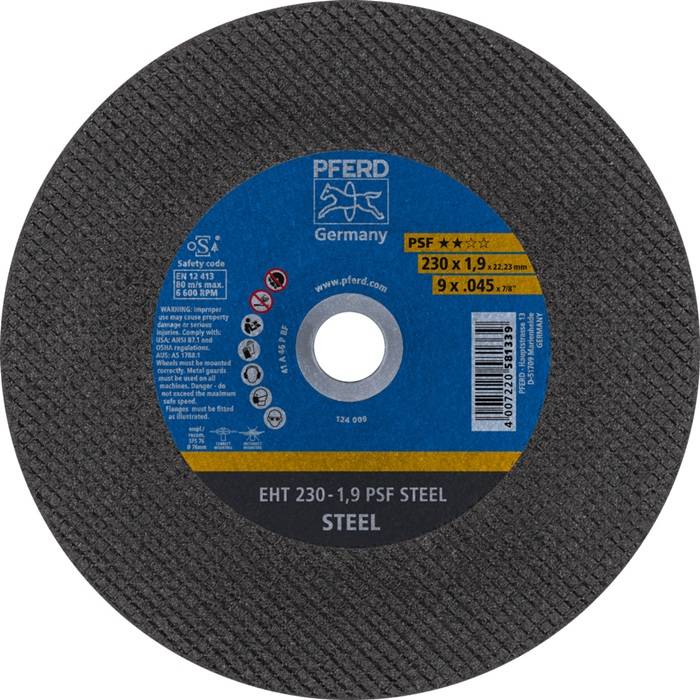 Trennscheibe PSF STEEL D230x1,9mm ger.STA Bohr.22,23mm PFERD