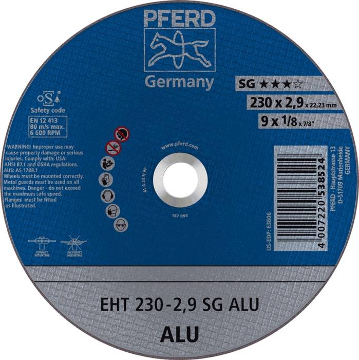 Trennscheibe SG ALU D230x2,9mm ger.Alu.Bohr.22,23mm PFERD