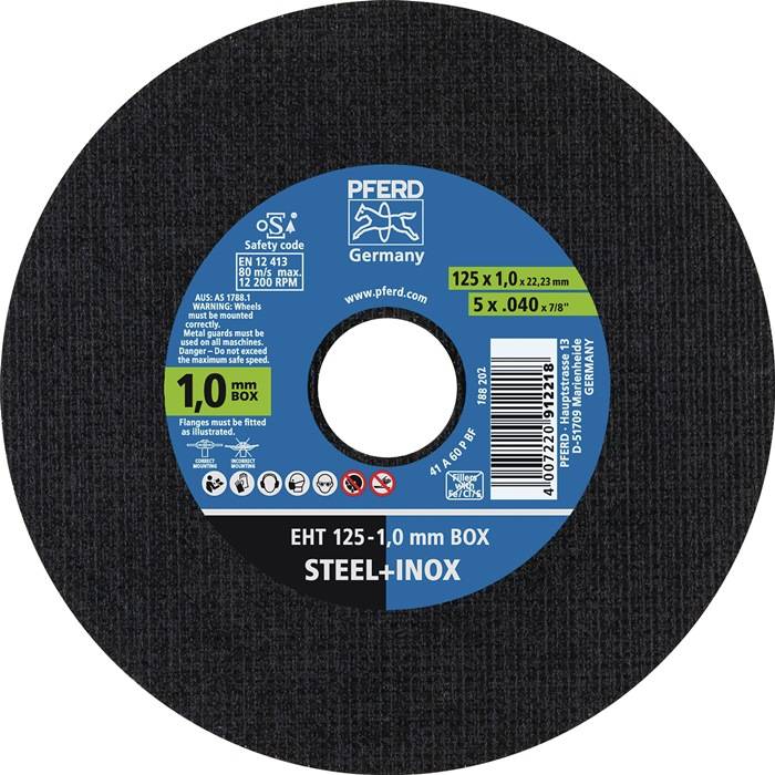 Trennscheibe STEELOX BOX D125x1mm ger.INOX Bohr.22,23mm Box á 25 St.PFERD