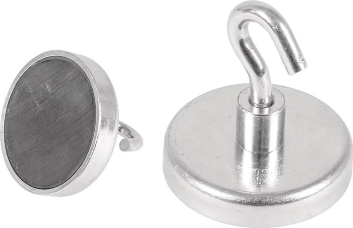 Kraftmagnet D.47mm verzinkt,m.Hak.5St./Karton